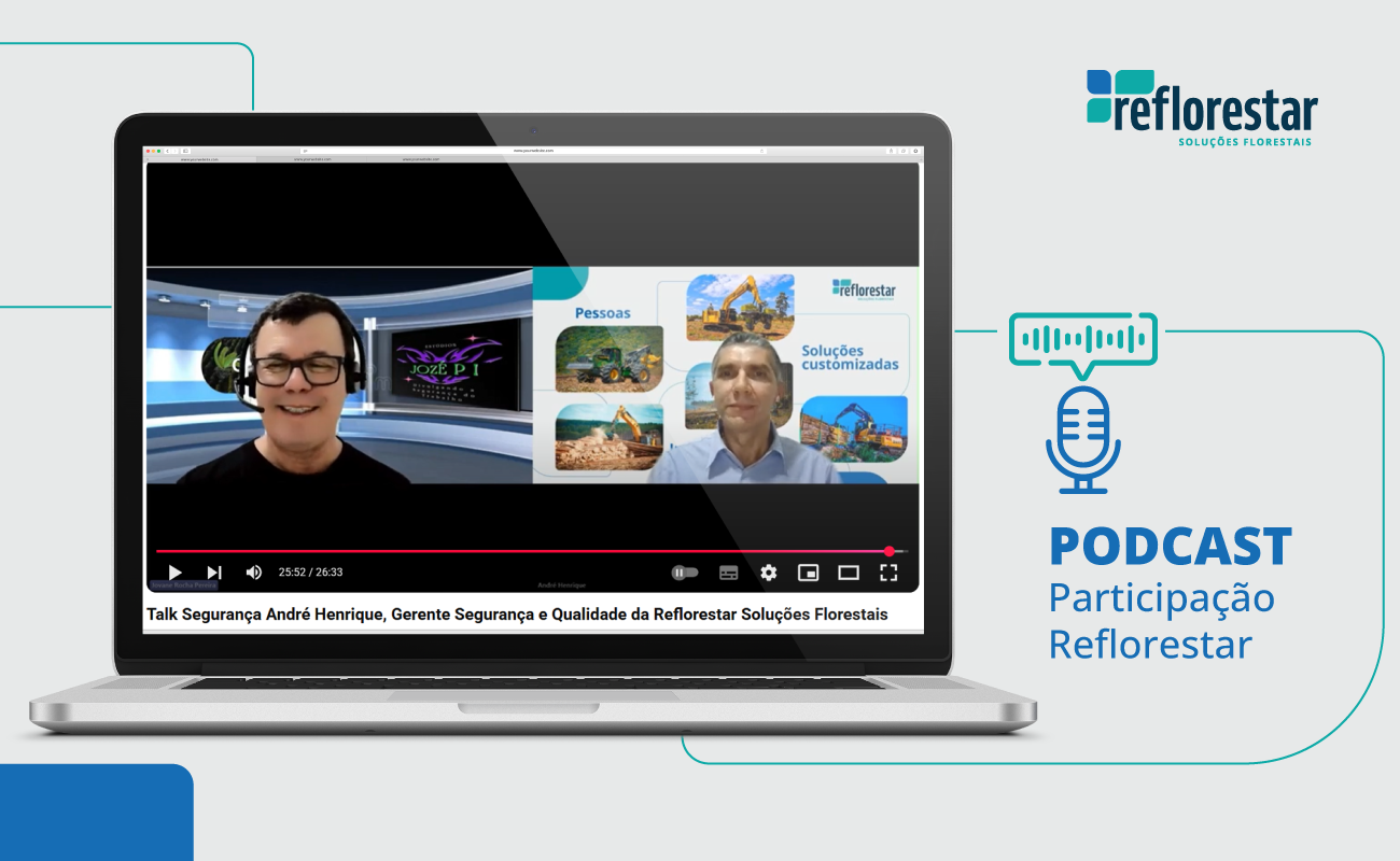 montagem do podcast participação Reflorestar